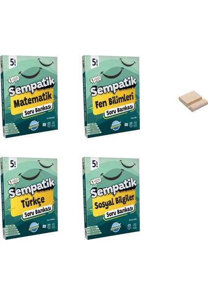 5. Sınıf Sempatik Matematik Fen Bilimleri Türkçe ve Sosyal Soru Bankası 4lü Set + Telefon Tutucu