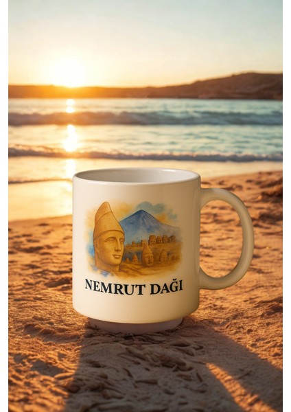 3 Lü Paket Nemrut Dağ Baskı Porselen Kahve Kupa Bardak