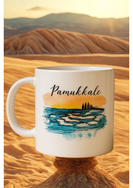 3 Lü Paket Pamukkale Baskı Porselen Kahve Kupa Bardak indirimleri