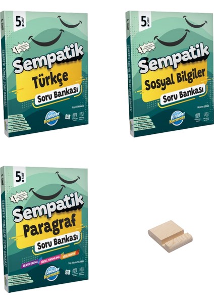 5. Sınıf Sempatik Türkçe Sosyal Bilgiler ve Paragraf Soru Bankası 3lü Set + Telefon Tutucu