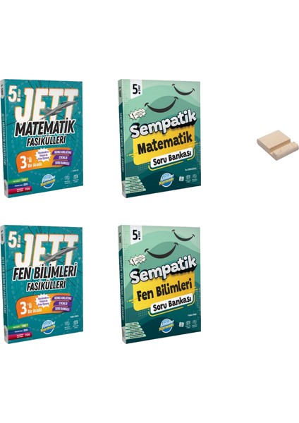 5. Sınıf Matematik ve Fen Bilimleri Jett Fasiküller ve Soru Bankası 4lü Set + Telefon Tutucu
