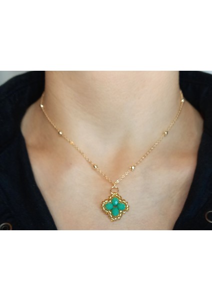 Kristal Taşlı Van Cleef Model Kolye, Altın Kaplama Çift Taraflı Yonca Modeli Kolye, Van Cleef Bijuteri Kolye, Van Cleef Altın Kaplama Kolye, Dört Yapraklı Şans Yonca Kolye