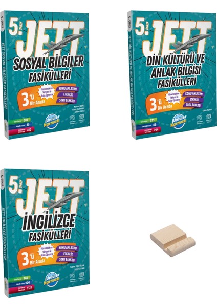 5. Sınıf Jett Sosyal Din ve Ingilizce Fasikülleri 3lü Set + Telefon Tutucu