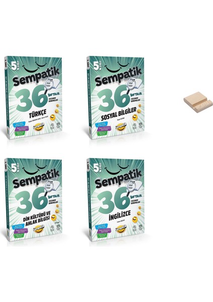 5. Sınıf Sempatik Türkçe Sosyal Din ve Ingilizce Kazanım Denemeleri 4lü Set + Telefon Tutucu