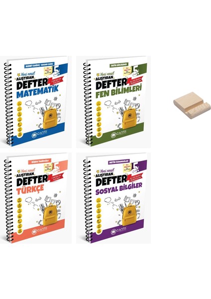 5. Sınıf Matematik Fen Bilimleri Türkçe ve Sosyal Alıştıran Defter 4lü Set + Telefon Tutucu