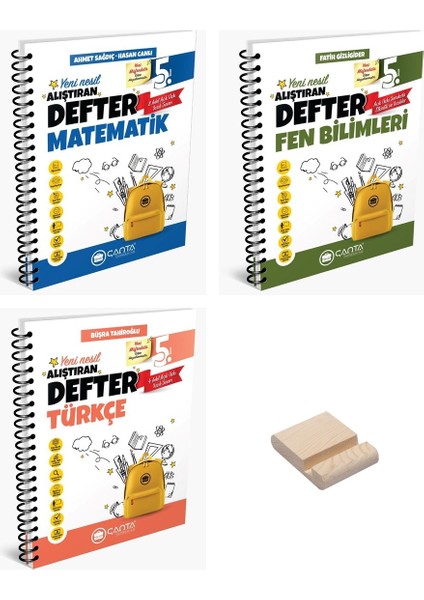 5. Sınıf Matematik Fen Bilimleri ve Türkçe Alıştıran Defter 3lü Set + Telefon Tutucu