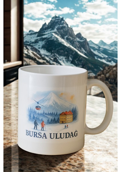 5 Li Paket Şehir Baskı Hediyelik Porselen Kupa Bardak