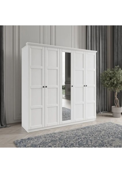 Toprak 5 Kapaklı Bazalı Gardırop Tamamı Mdf