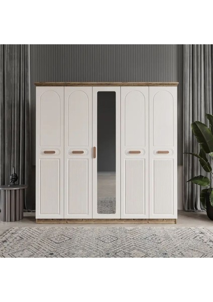 Pera 5 Kapaklı Bazalı Gardırop Tamamı Mdf fiyatları