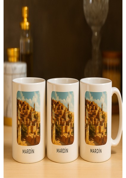 3 Lü Paket Şehir Baskı Hediyelik Porselen Kupa Bardak