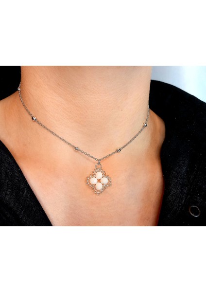 Kristal Taşlı Van Cleef Model Kolye, Gümüş Kaplama Çift Taraflı Yonca Modeli Kolye, Van Cleef Bijuteri Kolye, Van Cleef Gümüş Kaplama Kolye, Dört Yapraklı Şans Yonca Kolye