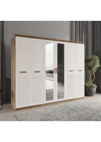 Pera 6 Kapaklı Bazalı Gardırop Tamamı Mdf