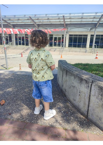 Penguen Desenli Kravatlı 4'lü Erkek Çocuk Takımı - Ceket, Gömlek, Kemer ve Kot Şort fırsatları