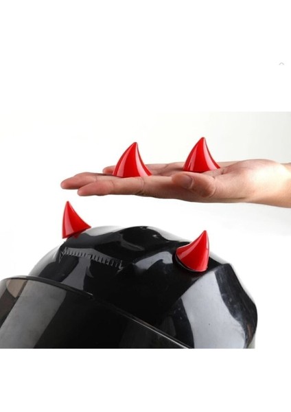 Kırmızı Kask Boynuzu Kask Aksesuarı Sağ Sol Takım Yüksek Isıya Dayanıklı 4 cm