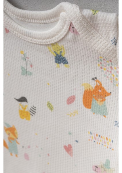 My Baby Kumsal % 100 Coton 10 Lu Hastane Çıkışı Yeni Doğan Tilki Desenli Ekru 10112