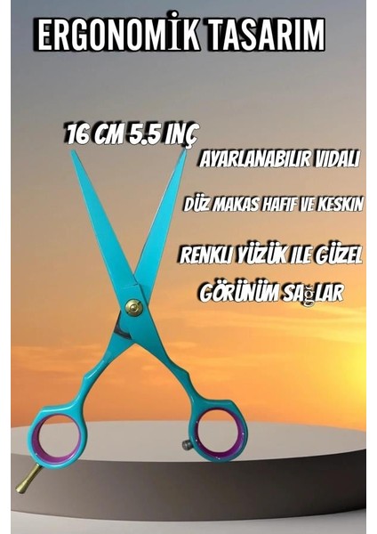 Çubuklu Turkuaz Düz Uçlu Saç Kesim Makası 6 Inç modelleri