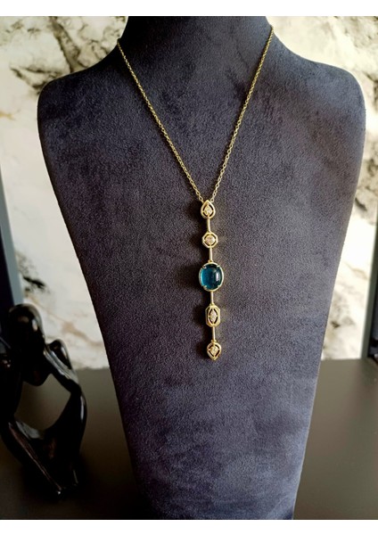 Mavi Taş Uzun Kolye modelleri