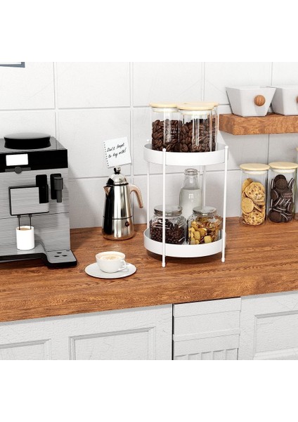Beyaz 2 Katlı Mutfak Banyo Düzenleyici Servis Sunum Standı Çok Amaçlı Organizer 35 cm fırsatları