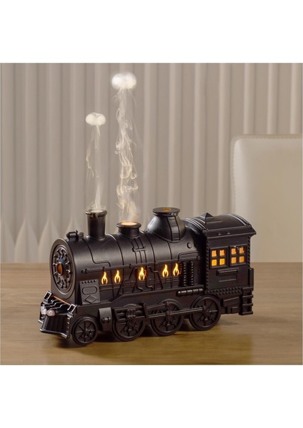 Tren Şekilli Buhar Difüzörü 300ML LED Alevli Gece Lambası USB Aroma Cihazı