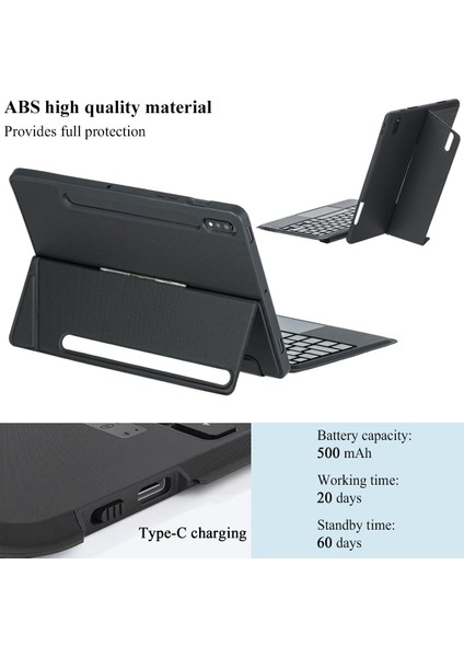 Samsung Galaxy Tab S10/S9 Fe Plus Için Keyboard Bluetooh Işıklı Standlı Klavyeli Tablet Kılıfı fırsatları