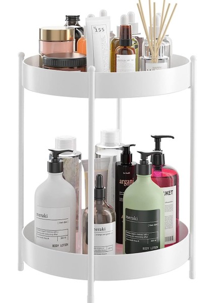 Mutfak Banyo Düzenleyici 35 cm Beyaz 2 Katlı Çok Amaçlı Organizer Standı