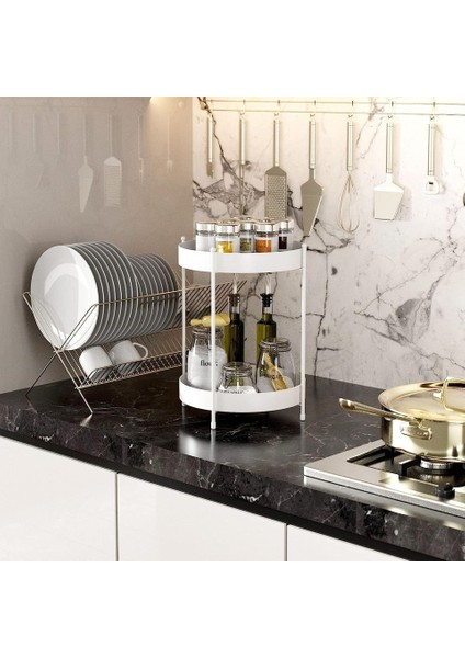 Mutfak Banyo Düzenleyici 35 cm Beyaz 2 Katlı Çok Amaçlı Organizer Standı fırsatları