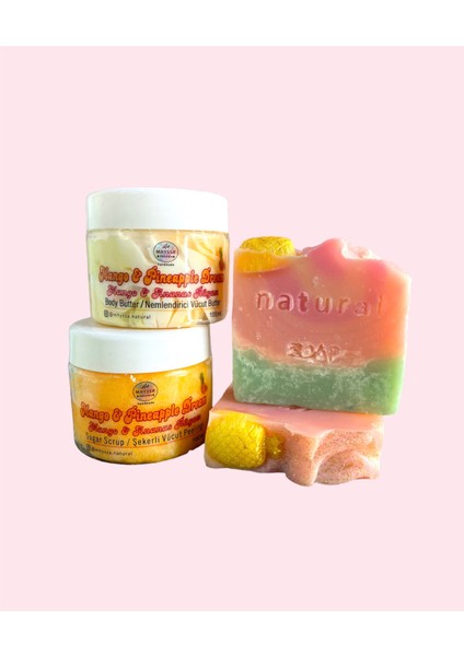 Cilt Bakım Seti Doğal Sabun + Peeling + Butter (Mango & Ananas Aromalı) / Natural Skıncare Set fiyatları