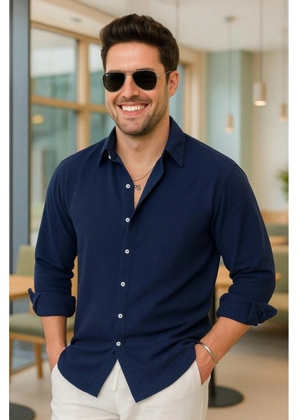 Erkek Uzun Kollu Regular Sofya Keten Gömlek fiyatları