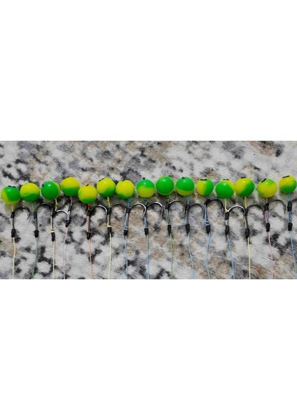 15 Takım (Yeşıl Sarı Pup)Sazan Yemleme (Tekne ve Botu )(Rig ve Boli) Yüzen Model 15 Adet