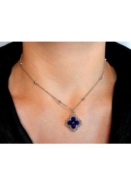 Kristal Taşlı Van Cleef Model Kolye, Gümüş Kaplama Çift Taraflı Yonca Modeli Kolye, Van Cleef Bijuteri Kolye, Van Cleef Gümüş Kaplama Kolye, Dört Yapraklı Şans Yonca Kolye