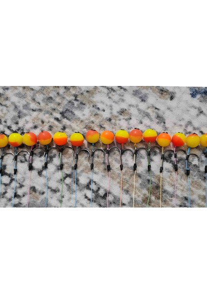 15 Takım (Kırmızı Sarı Pup)Çift Renk Sazan Yemleme (Tekne ve Botu) (Rig ve Boli) Yüzen Model 15 Adet modelleri