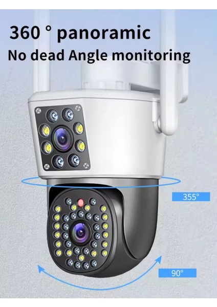 Enshal 4mp 4K Ultra Hd Gece Görüşlü Çift Lensli Hareket Takipli Alarmlı Dış Mekan Ip Güvenlik Kamerası indirimleri