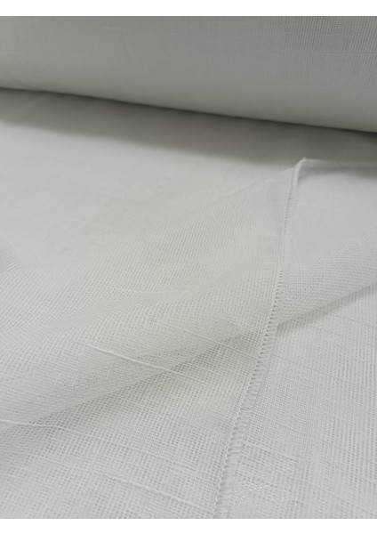 Modern Keten Dökümlü Düz Tül Perde -Ekru - Pileli Dikim 1x2,5 Pile - KTN333