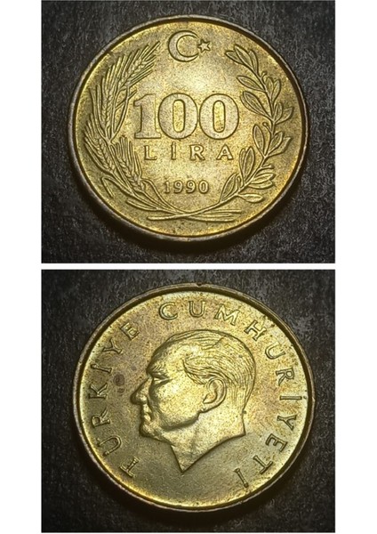 39963687B0C58943DC 1990 Pirinç 100LIRA Ça/çil Eski Madeni Para