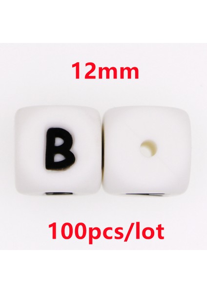 100 Adet 12 mm Silikon Mektup Boncuk Silikon Yuvarlak Boncuk Dağınık Boncuklar Gıda Sınıfı Diy Bilezik Kolye Emzik Zinciri Aksesuarları (Yurt Dışından)