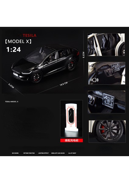1:24 Tesla Model x Simülasyon Alaşım Araba Modeli Araç Ses ve Işık Geri Çekin Oyuncak Araba Çocuk Koleksiyonu Dekorasyon Hediye C292 (Yurt Dışından)