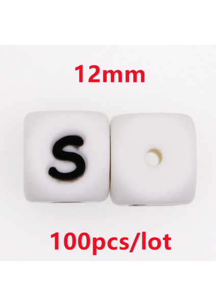 100 Adet 12 mm Silikon Mektup Boncuk Silikon Yuvarlak Boncuk Dağınık Boncuklar Gıda Sınıfı Diy Bilezik Kolye Emzik Zinciri Aksesuarları (Yurt Dışından)
