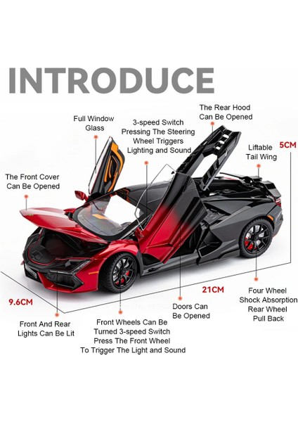1:24 Lambor Revuelto Minyatür Alaşım Diecast Araba Modelleri Oyuncaklar Supercar 4 Kapılar Açıldı Araçlar Yürüyor Çocuk Hediyeler (Yurt Dışından) modelleri