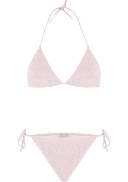 Lurex Pudra Üçgen Bikini Takım