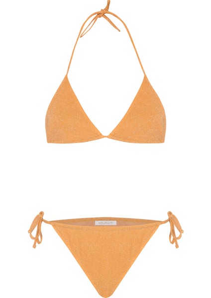 Lurex Turuncu Üçgen Bikini Takım