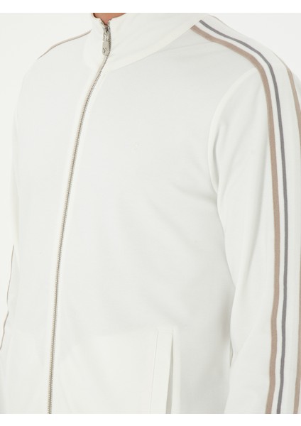 Erkek Ekru Regular Fit Tam Fermuarlı Sweatshirt 50300992-VR019