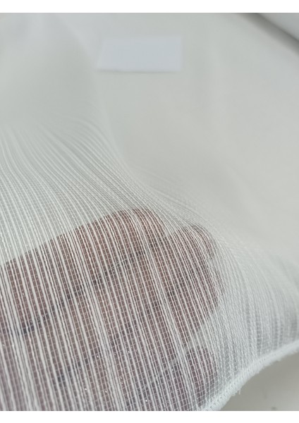 Kendinden Çizgili Tül Perde -Ekru - Pileli Dikim 1x2,5 Pile - PU898