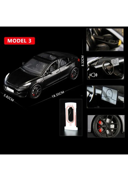 1:24 Tesla Model 3 Oyuncak Arabalar Alaşım Döküm Metal Araçlar Araba Modeli Ses Işığı ile Araç Oyuncaklar Çocuklar Için Hediyeler Koleksiyonu (Yurt Dışından)