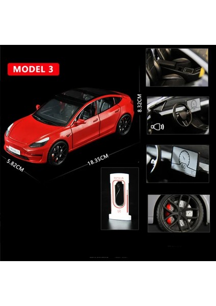 1:24 Tesla Model 3 Oyuncak Arabalar Alaşım Döküm Metal Araçlar Araba Modeli Ses Işığı ile Araç Oyuncaklar Çocuklar Için Hediyeler Koleksiyonu (Yurt Dışından)