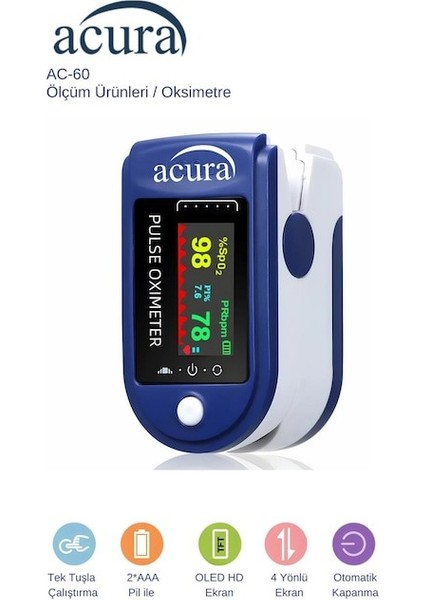Ac-60 Oksimetre OLED Ekranlı Nabız ve Oksijen Ölçer fırsatları