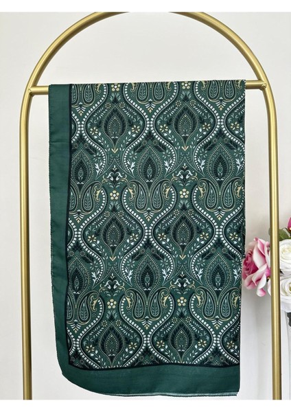 Retro Desen Pamuk Şal Yeşil