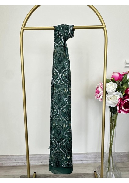 Retro Desen Pamuk Şal Yeşil modelleri