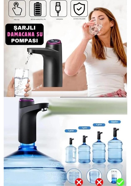 Dokunmatik Akıllı Şarjlı Damacana Su Pompası Yeşil