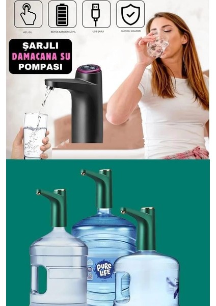 Dokunmatik Akıllı Şarjlı Damacana Su Pompası Yeşil fiyatları