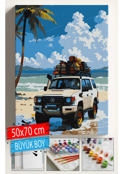 Sayılarla Boyama Seti Numaralı Tuval Fırça Boya Dahil Kasnaklı Set 50X70 cm - 4x4